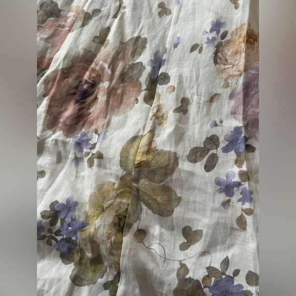NWT Zimmermann Luminosity Belted Linen Midi Dress Beige Floral | ZIM 0 / US XS - Picture 12 of 13